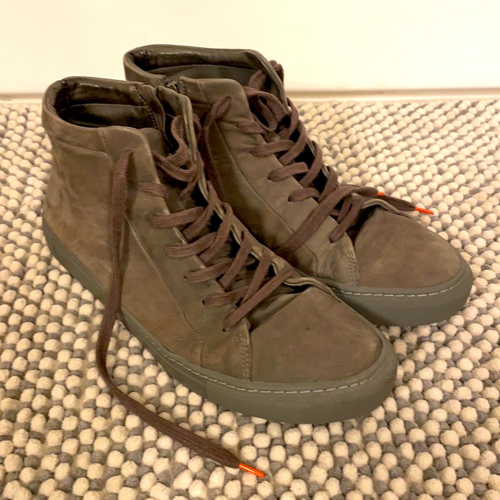 Brusque Grey Leather Boots/Sneakers w/Zipper